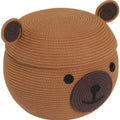 Handmade Eco-Friendly 100% Cotton Cute Bear Rope Multifunction Storage Basket Dog Toys Organizer Bins Foldable Animal Laundry
