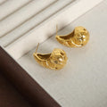 Ins Personalized Woven Texture Design Water Drop Earrings Stainless Steel 18k Gold Plated Hollow Stud Earrings Boucles Doreilles