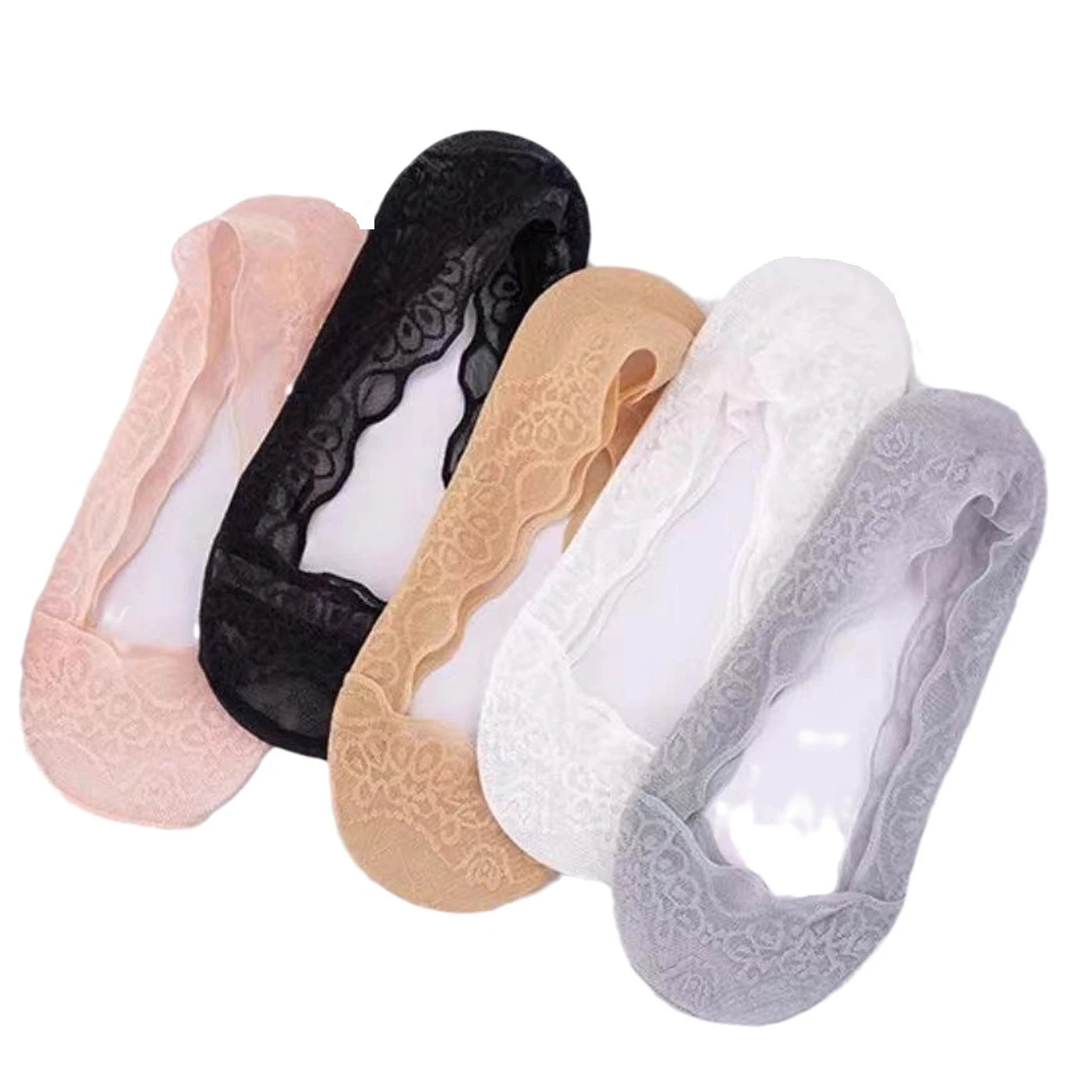 5pairs/set Wholesale Ventilate Spring Summer Thin Lace Boat Shallow Mouth Stealth Socks