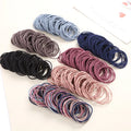100Pcs Colored Seamless Nylon Lastic Rubber Band Hair Ties Ponytail Scrunchie for Woman Girls