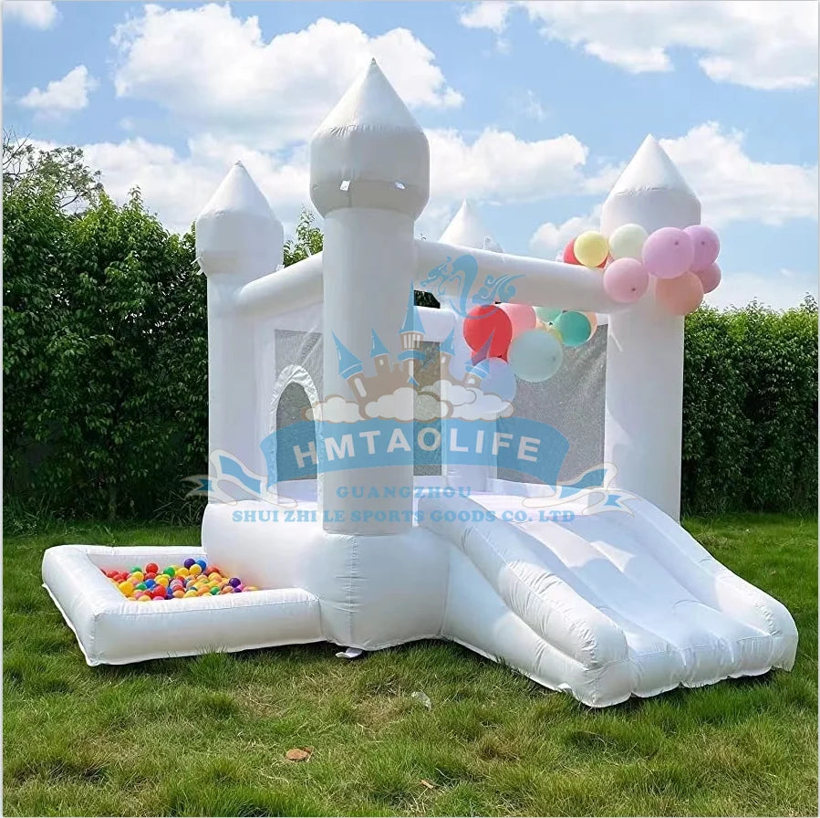 White Bounce House 2.6*2.6m PVC Inflatable Jumping Castle Family Backyard Bouncy Castle Idea for Kids