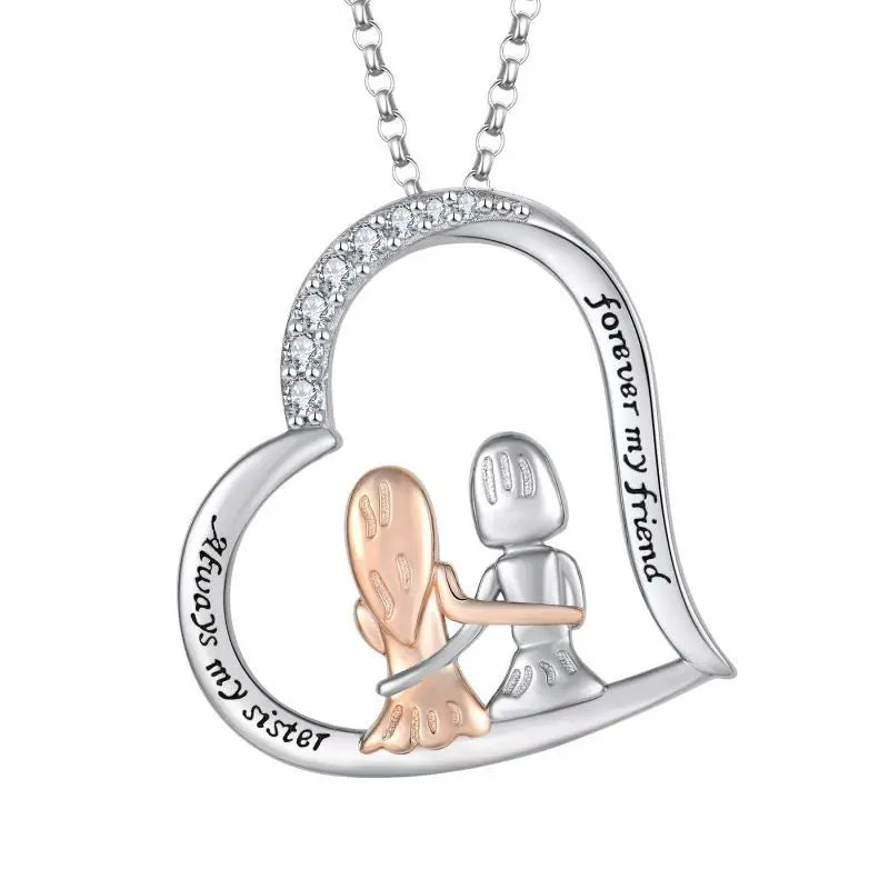 Wholesale 925 Sterling Silver Sister Pendant Necklaces Jewelry Always My Sister Forever My Friend Gift Pendant Necklace