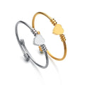 Simple Titanium Steel Heart Opening Bangle Unisex Friendship Bracelet Gold Plated Stainless Steel Bracelet  for Men and Women