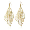 JC Crystal Gold Silver Plated Leaves Chandelier Dropping Earrings Elegant Ornament Dangle Earring Women