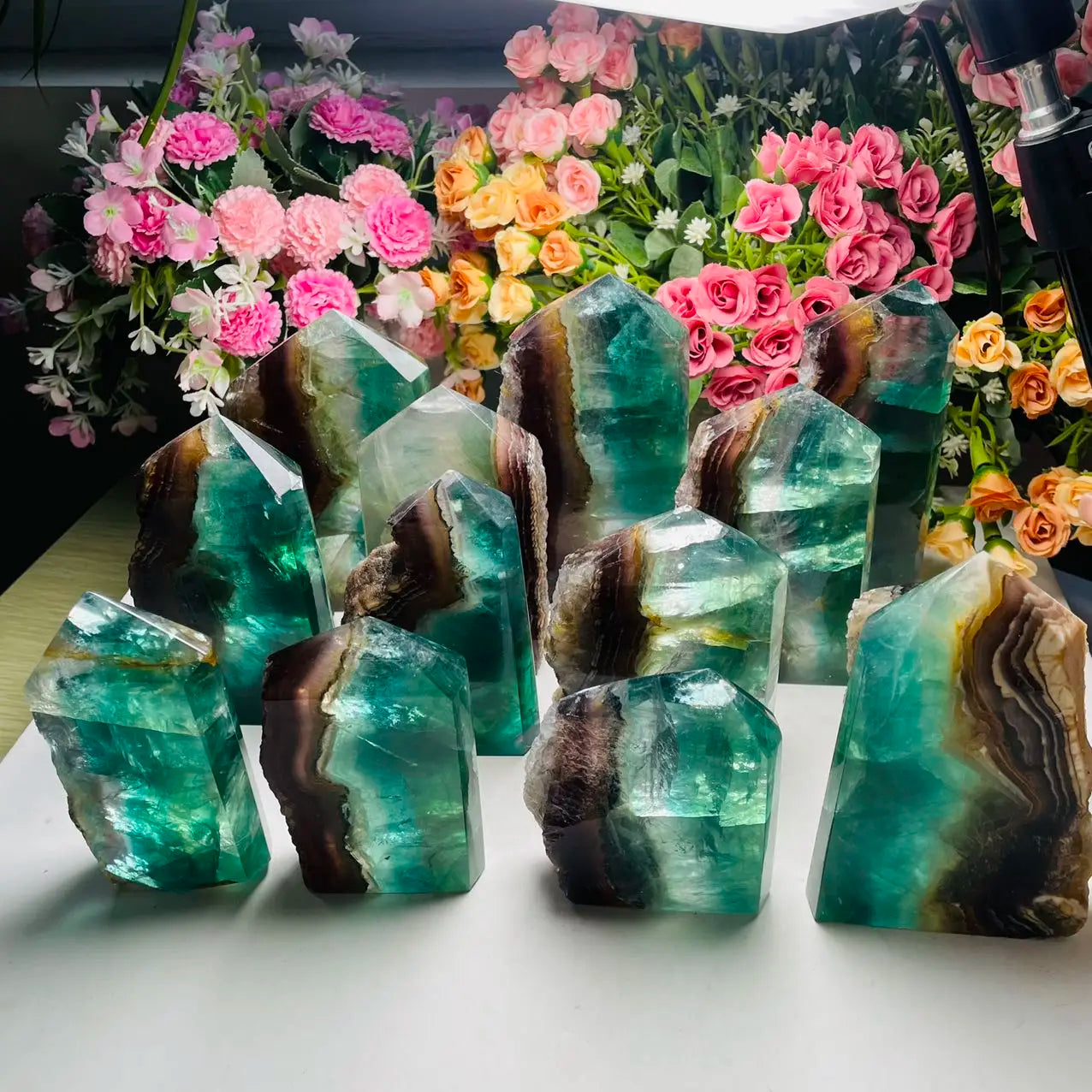 Crystal Raw Rough Tower Wholesale Natural Crystals Healing Gemstones Green Fluorite Tower for Decoration