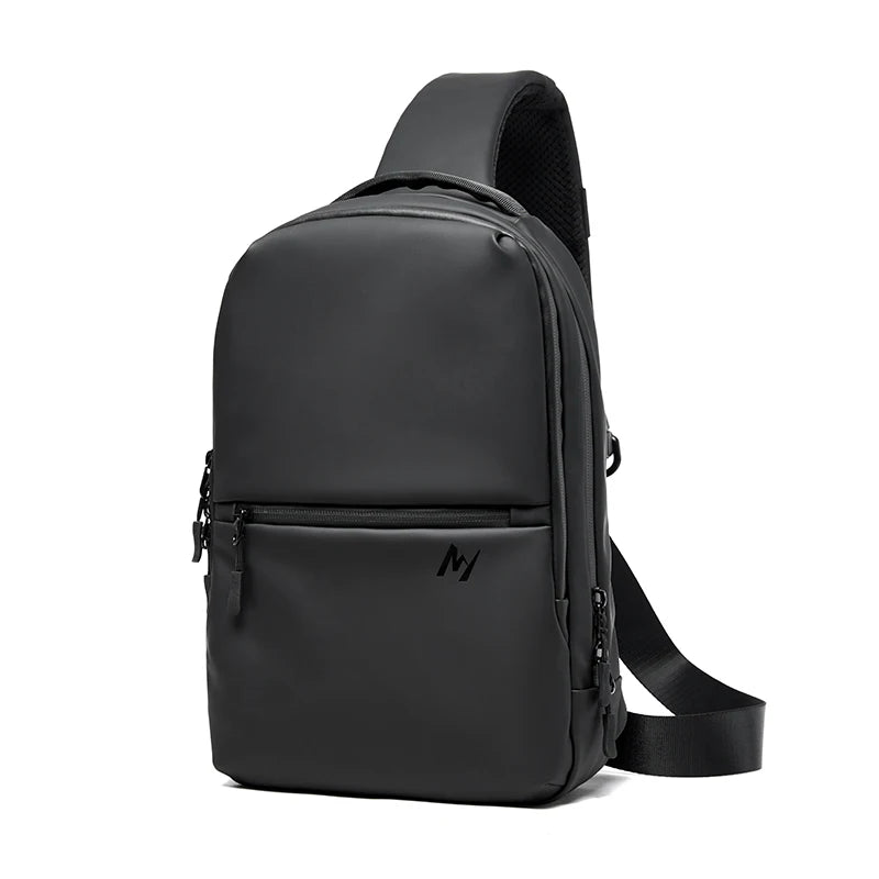 MOYYI Men's PVC Fashion Vintage Dress Sports Outdoor Crossbody Chest Bag with Waterproof Anti-Theft Zipper for Travel Summer