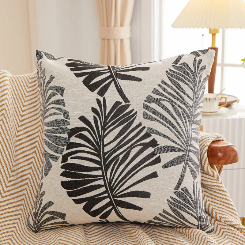 Modern Geometric Autumn Leaves Decorative Pillow Woven Cushion Cover