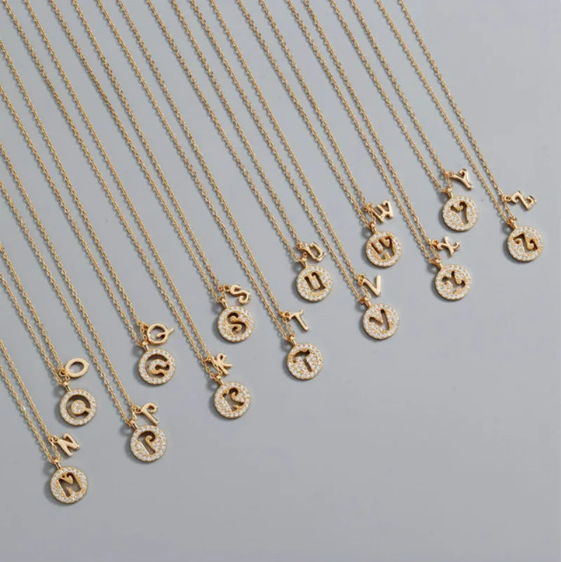 Hot Sale Retro 925 Sterling Silver Initial Necklaces S925 Silver 26 Alphabet Zircon CZ Pendant Necklace for Gift