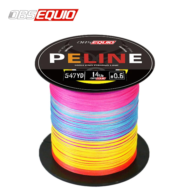 Free Custom Sticker 8x PE Braided Fishing Wire 500m Rainbow Color 8 Strands Abrasion Resist Smoothness Super Strong Fishing Line