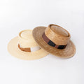 2025 New Trendy Spring Summer Outdoor Beach Two-Color Ribbon Luxury Hand-Woven Vintage Natural Grass Straw Boater Hat