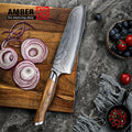 Amber Olive Wooden Handled 7 Inch High Carbon Steel Kitchen Knives Santoku Knife Japanese Vg10 Super Carbon Steel Chef Knife