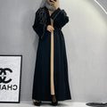 UNI Women Latest Design Turkish Clothes for Women Abaya Turkey Muslim Dress Kaftan Abaya Dubai Evening Dress Black Open Abaya