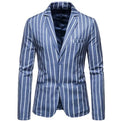 Stripe Suit Jacket Men's Autumn and Winter New Style Suit Slim FashionTop Business Casual Single-Breasted Blazer