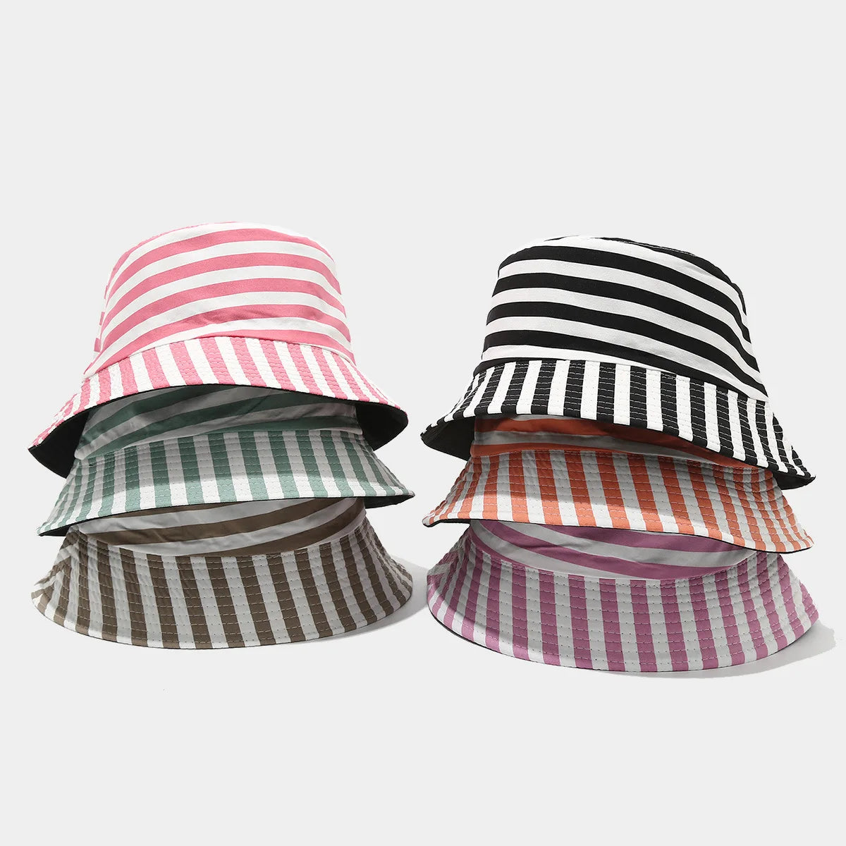 New Stripe Spring Summer Bucket Hat Girls Outdoor Sunshade Bucket Hat