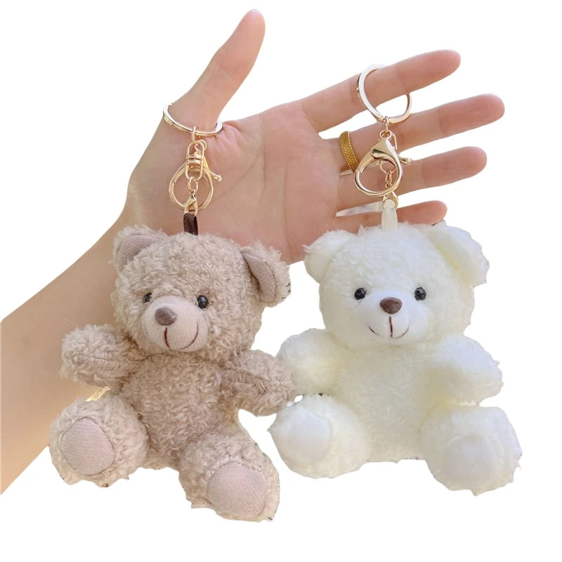 Plush Keychains Toys Cute Mini Teddy Bear Keychain Kawaii Stuffed Animal Toys Peluches Cartoon Design Bear Small Plush Keychain