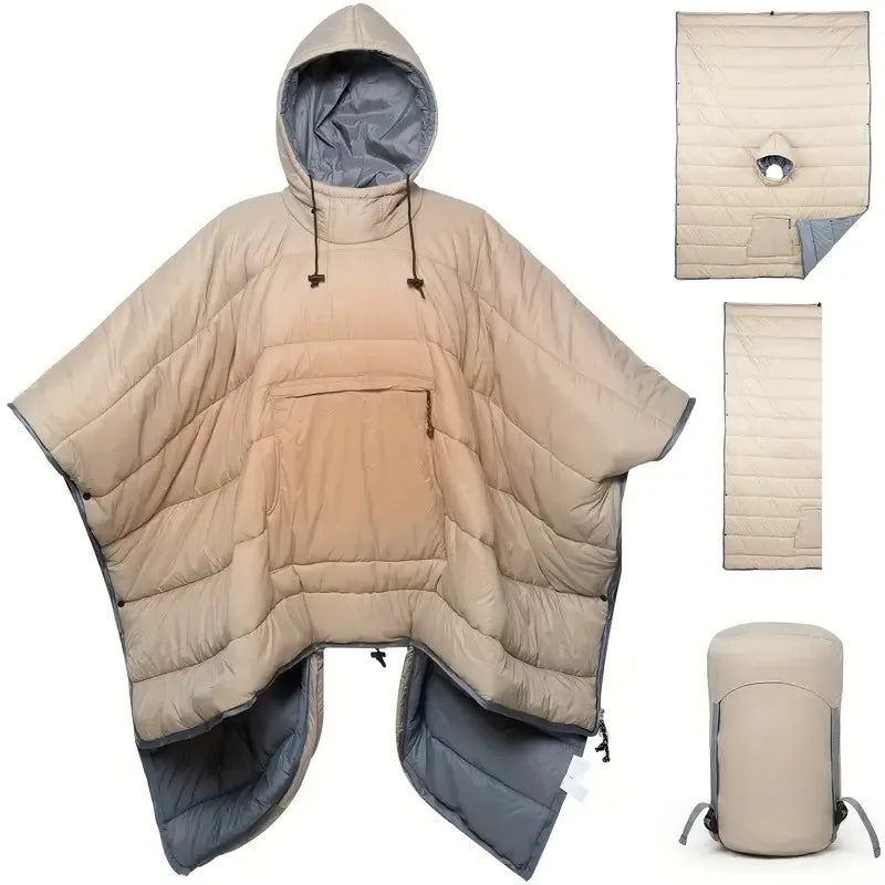 New Design Multifunctional 4 Season Sleeping Bag Poncho Coat Cloak Outdoor Camping Indoor Home Wearable Sleeping Bag