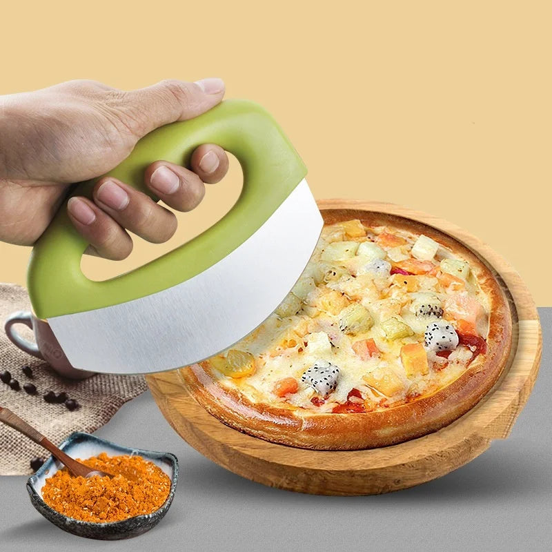 Multipurpose Pizza Cutter Kitchen Baking Tool  Rocker Pizza Slicer With Sharp Stainless Steel Blade With Protection Cover