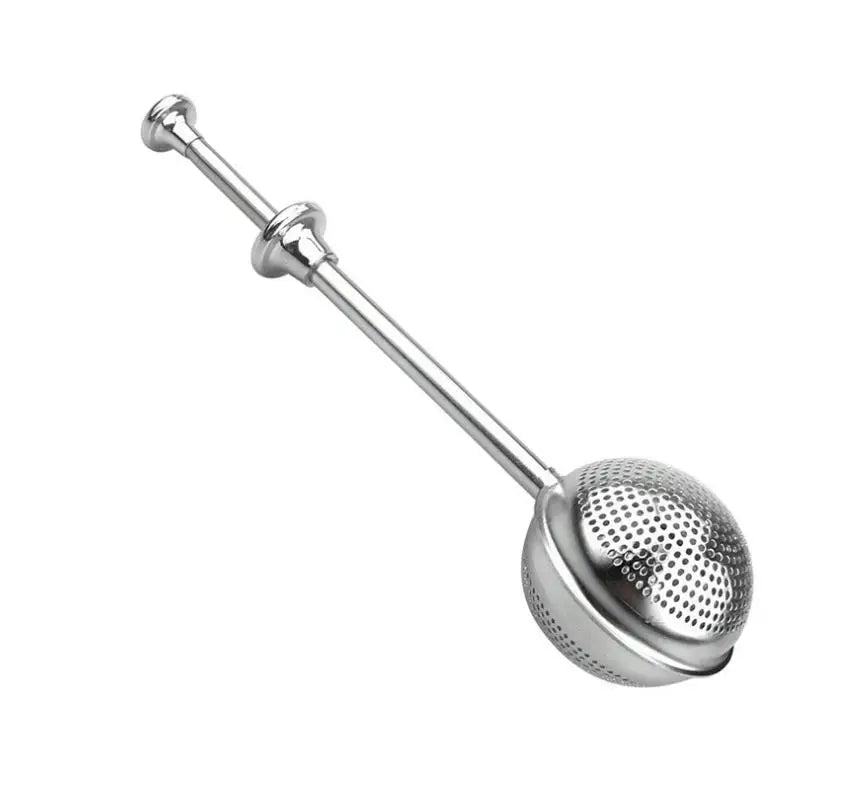 Reusable Tea Ball Stainless Steel Loose Leaf Spices Tea Infuser with Push Handle Strainers Filter for Home Office