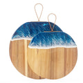 2024 New Wave Western Household Fruit Cutting Board Acacia Wood Steak Chopping Block with Resin Stitching Creative Wood Design