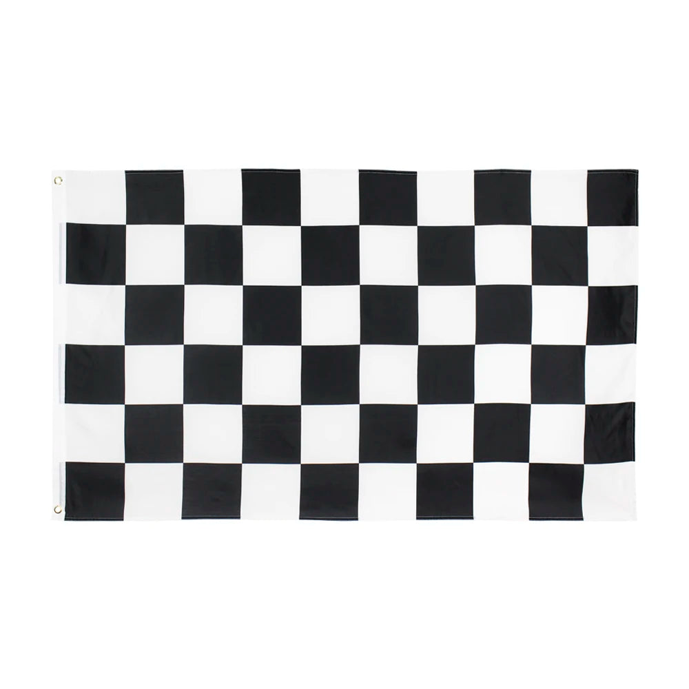 Ready Stock 100% Polyester Flying Style Double Sided Black and White Grid Checkered Flag 3x5 Ft Soft