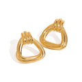 J&D 18K PVD Gold Stainless Steel Geometric Bold Statement Fashion Jewelry Twisted Hoop Earrings for Women
