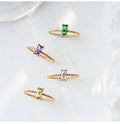 Simple Band Fashion Jewelry Rope Rings 18k Gold Plated Colorful Cubic Zirconia Stainless Steel Ring