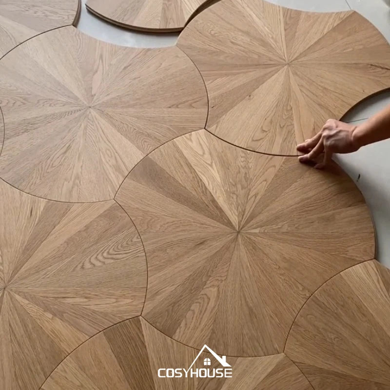 Foshan Factory Hot Sale European Oak Wood Floor Shaped Wide Plank with Brushed Matt Finish Modern Design Hardwood Flooring