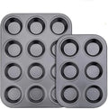 Kitchen Non-Stick Carbon Steel Muffin Pans Pair of Cupcake Cookie Sheet Pan Style for Baking