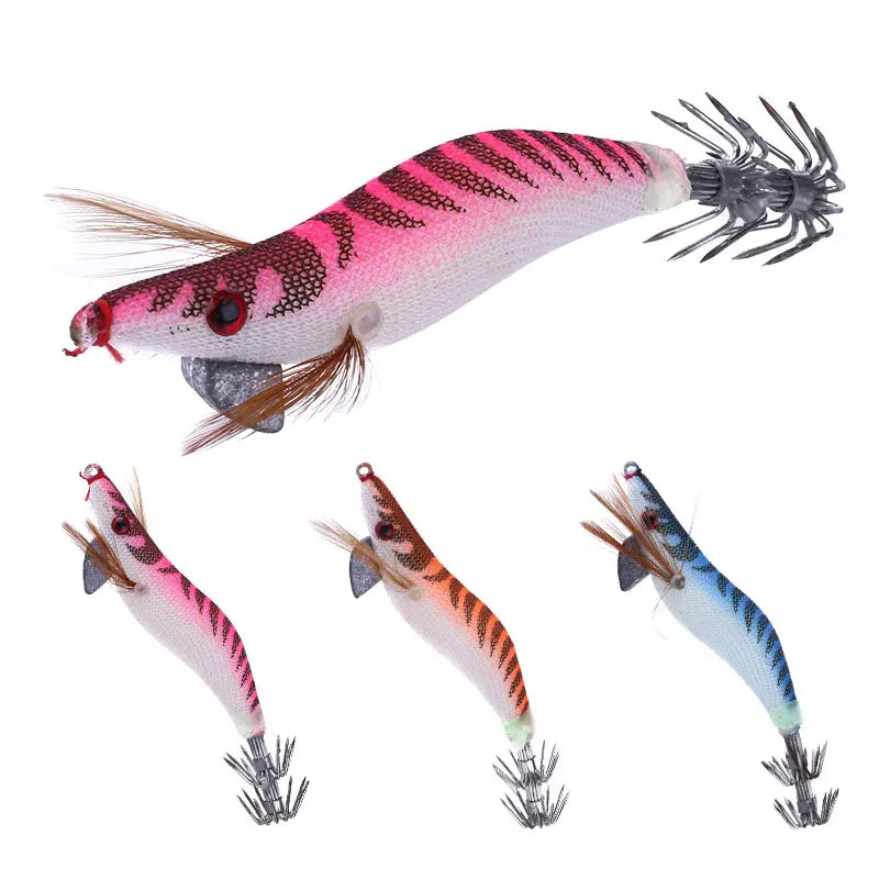 Wholesale SJ004 8.2cm 7.8g 2.0# Artificial Hard Plastic Shrimp Baits Squid Jig Octopus Fishing Lures
