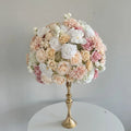 OEM Decorative Light Pink Table Wedding Flower Ball Centerpiece White Roses Artificial Flower Ball Wedding Centerpieces