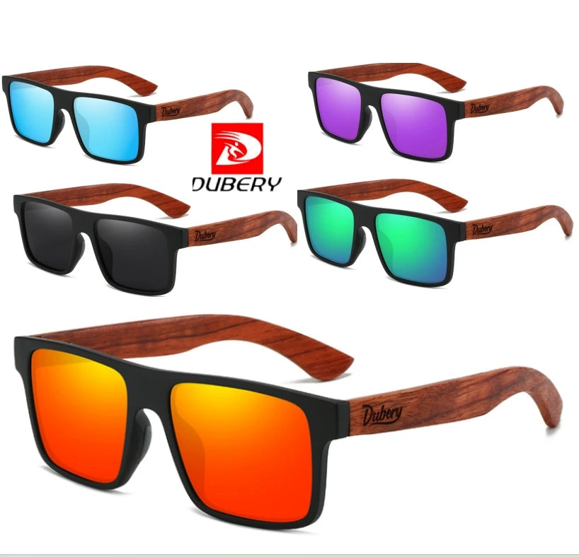 DUBERY OFFICIAL Wooden Color Eyewear Polarized Uv400 Sunglasses 2026 Personalized Men's Wooden Custom logo square Sunglasses
