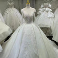 S9262F 2026 Bohemian Style Wedding Dress for Brides Elegant Lace Back Floral Print Royal Waistline Pattern Chapel Train Wrap
