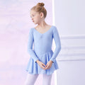 B8003 Hot Selling Custom Long Sleeve Cotton Leotard Chiffon Skirt GirlsDress Ballet Leotard Kids Gymnastics Leotards for Girls