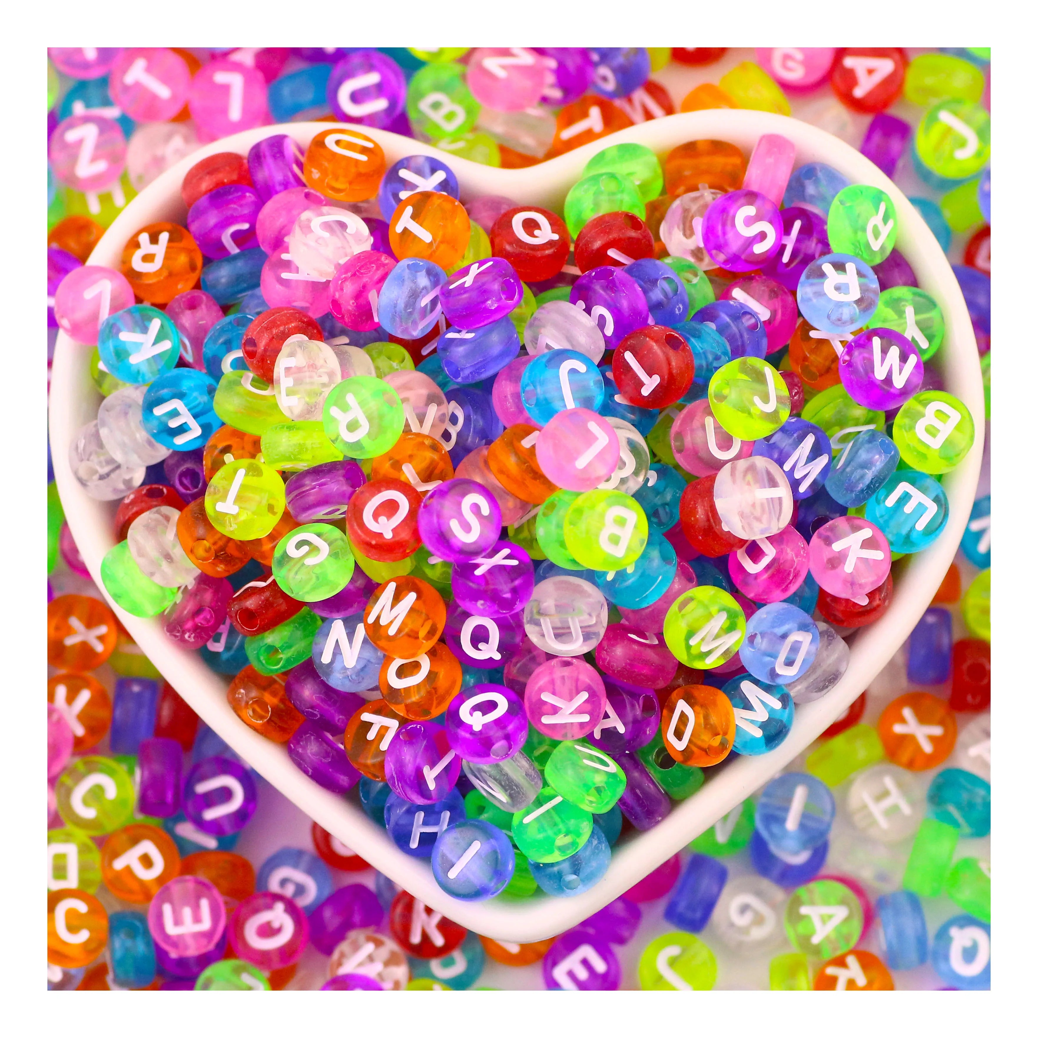 Hengxin 7 MM Acrylic Beads Colorful Alphabet Beads Kit for Jewelry Bracelets Necklaces Earrings Craft Making