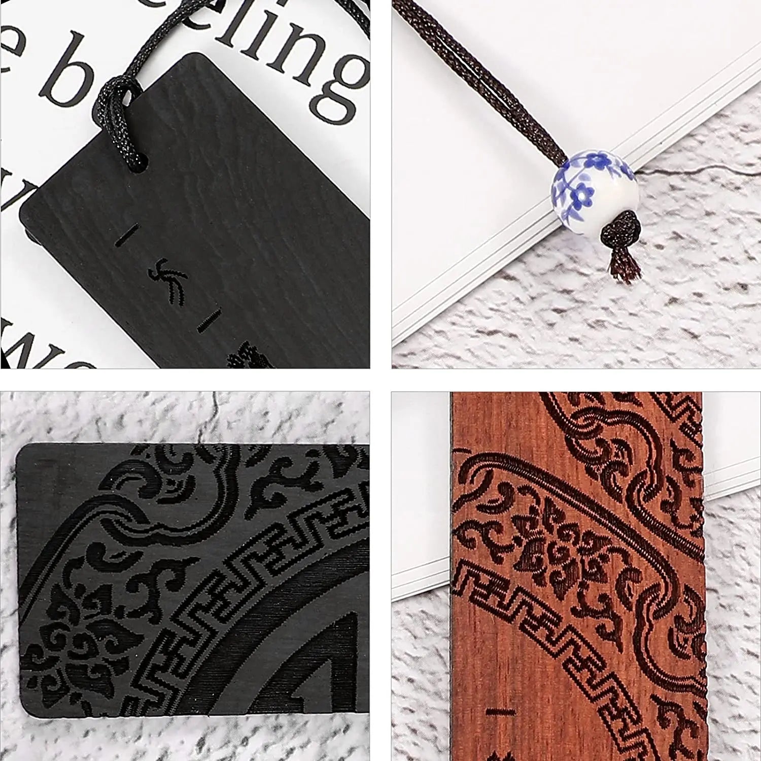 Traditional Crafts Souvenir Handmade Natural Wooden Carving Bookmarks Ecofriendly Box Set Book Mark Lovers Teachers Gifts