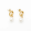 French Vintage Knotted Shaped Earrings Women's Jewelry 18k Titanium Steel Pearl Pendant Earrings