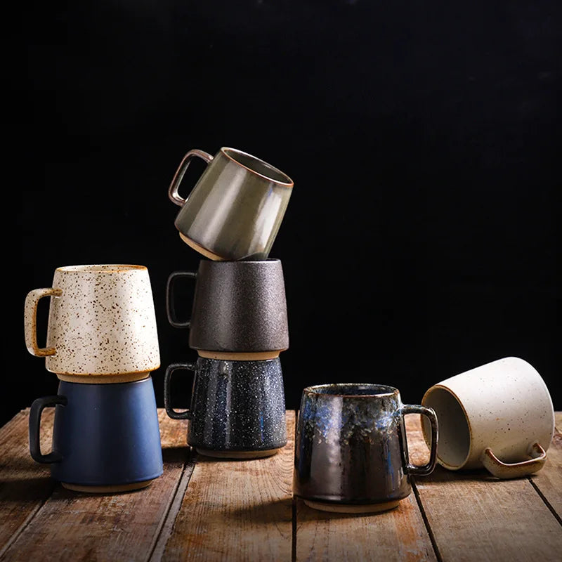 Wholesale Handmade Japanese Style Vintage Rustic Ceramic Tea Mug Stoneware Coffee Mug with Handle