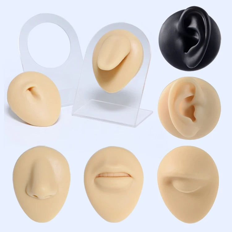 Silicone Model Tattoo Puncture Practice Simulation Human Body Part Silicone Display Ear Nose Lip Navel Silicone Piercing Model