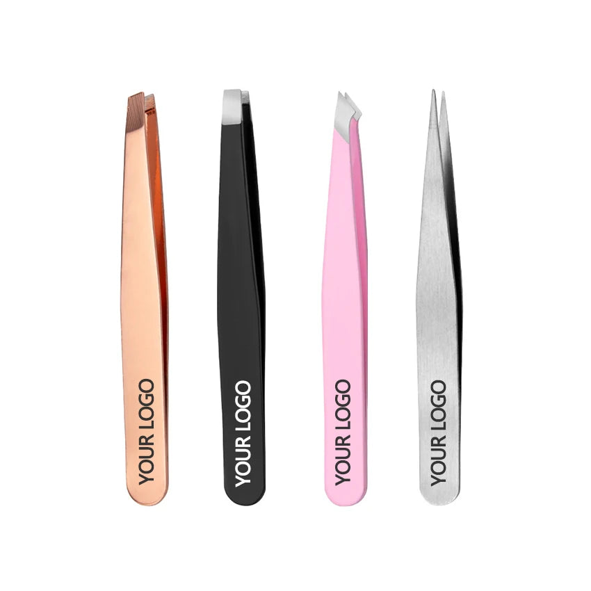 Best Rose Gold Grooming Kit Lash Tweezers Titanium Gold Fancy Eyebrow Tweezers Set Private Label with case
