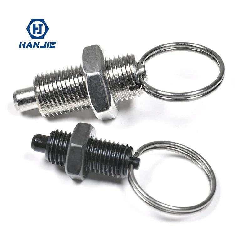 Stainless Steel Black Zinc Coating Spring Loaded Pull Pin Cam Action Indexing Plunger with Ring and Nut