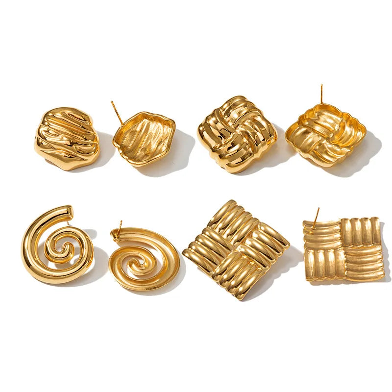 Bijuterias 18K Gold Plated Boucles D'oreilles Stainless Steel Stud Earrings Non-Tarnish Wholesale Fashion Jewelry for Women