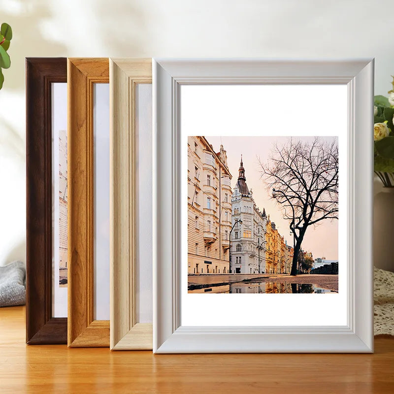 Wooden Photo Frame Hanging on the Wall Watercolor Sketch Oil Painting Frame Picture Photo Wholesale Frames Can Be Customized