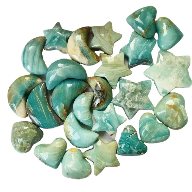 Caribbean Calcite Moon Wholesale Natural Healing Crystal Blue Caribbean Calcite Star  for  Decoration