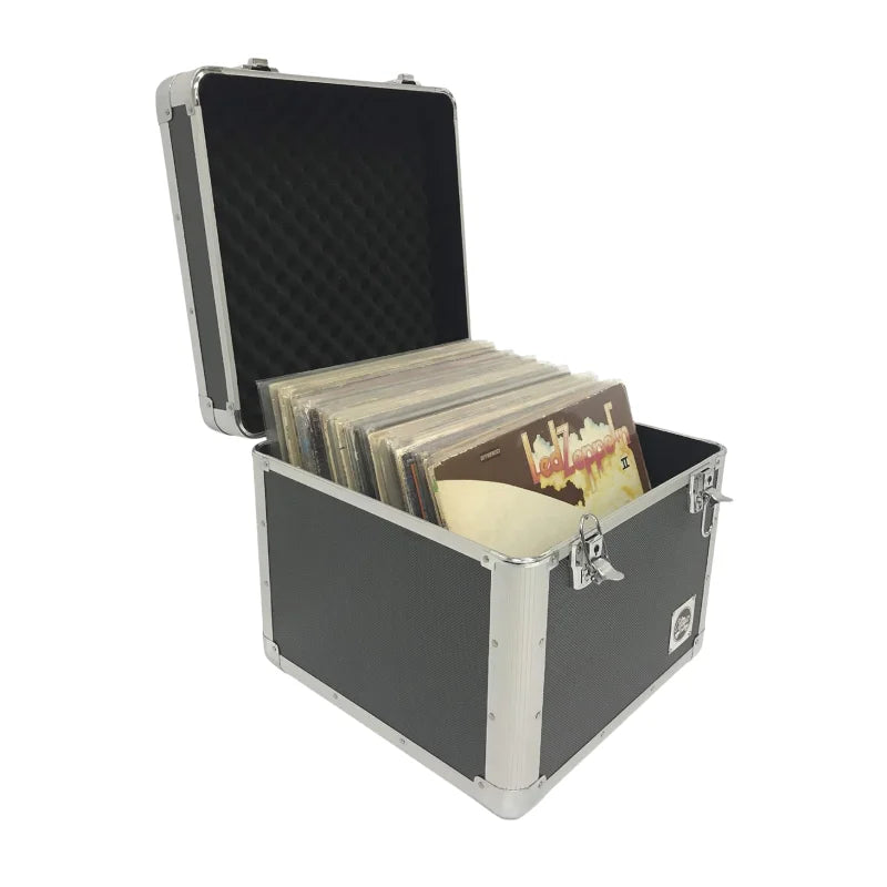 Aluminium DJ Storage Carry Case Vinyl Storage Box with Unique Front Flap Opening | LP Storage Boxes
