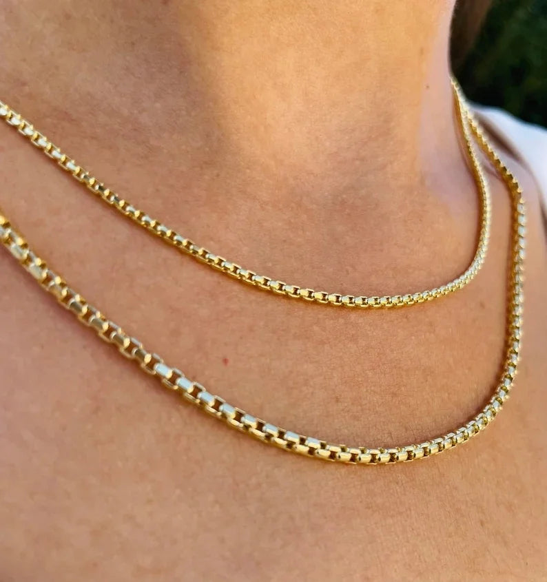 Mujer Cadenas De Acero Inoxidable Por Mayor Ready to Ship Womens Mens 3MM Stainless Steel Round Box Chain