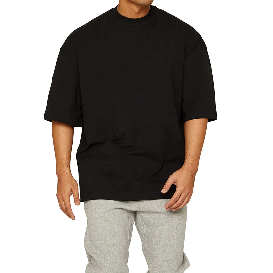 Cotton Plain Drop Shoulder Oversize T-shirts Heavyweight Custom Logo Mens Tee Shirt