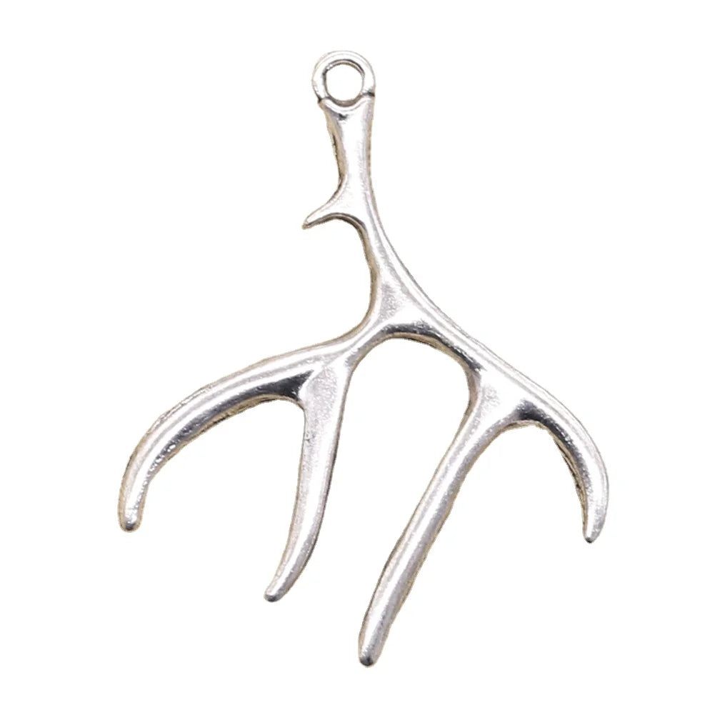 Charms Buckhorn Antler Deer 51x40mm Handmade Making FitVintage Tibetan Silver Color PendantsDIY for Bracelet Necklace