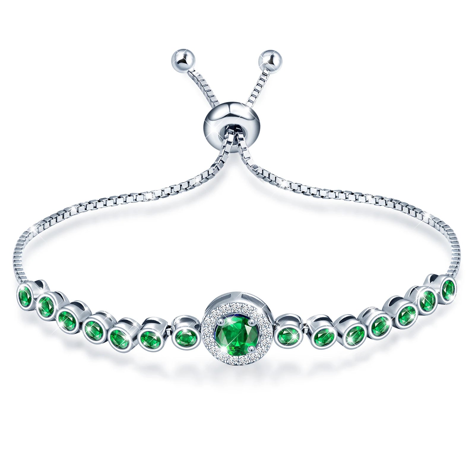 Adjustable 925 Sterling Silver Tennis Bracelet with Sparkle Zircorn for Women