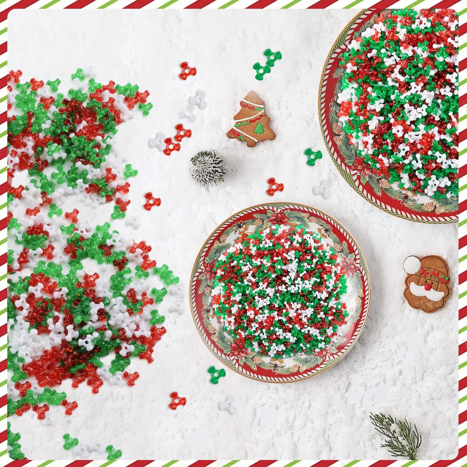 Onemax Onemax-0132 Large Hole Transparent Acrylic Triangle Beads Three Forks Christmas DIY Assortment Loose Bone Design Aigs