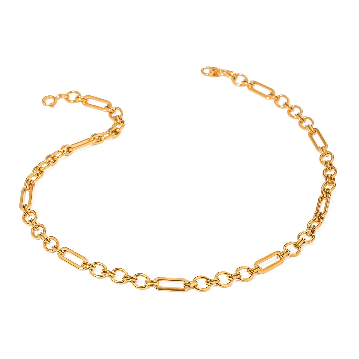 J&D 18k Gold Stainless Steel Handmade Chain Necklace 40cm Fashion Jewelry